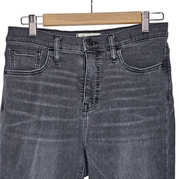 Madewell 9" Mid-Rise Skinny Jeans Raw Hem Dark Wash Denim Black Women 28 - Picture 12 of 12